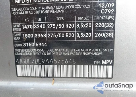 2010 Mercedes-Benz Gl 450 4Matic from USA, damaged, VIN 4JGBF7BE9AA575648